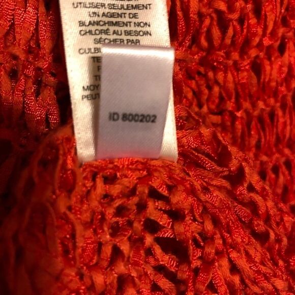 Chico’s orange ribbon yarn sweater sz large - Picture 8 of 10